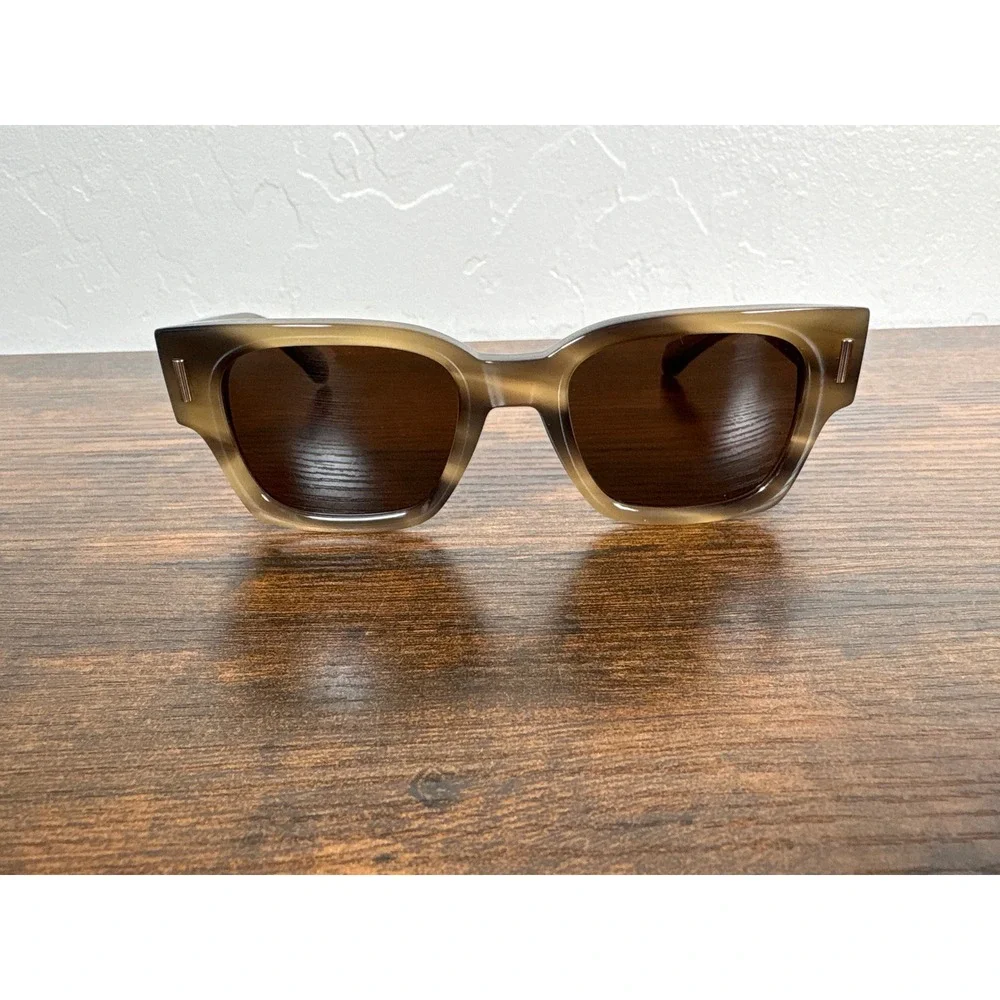 Salvatore Ferragamo SF201S Square Sunglasses Khaki Brown Wood‎ Grain Italy
